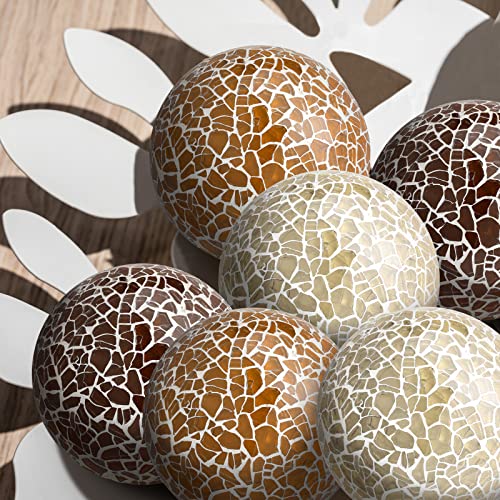 6 Pieces Mosaic Sphere Balls Decorative Mosaic Glass Balls Decorative Orbs Table Sphere For Living Room Decor Centerpiece Balls For Bowls Vases Dining Table Decor, Diameter 2.4 Inch (Classic Colors) #TOP3