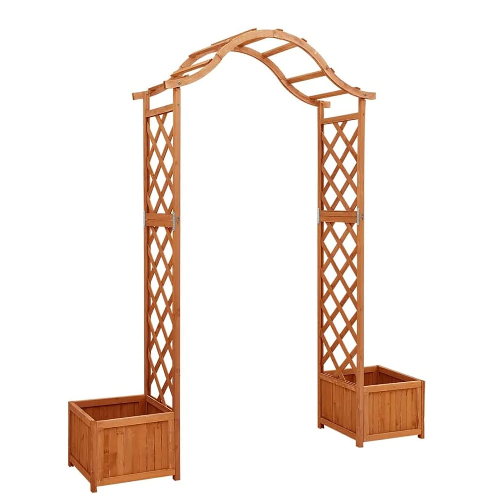 Zewnętrzna Pergola ogrodowa z litego drewna jodłowego z konstrukcjami sadzarki Trawnik Terrance Drewniana Pergola Entryway Arch Arbor Trellises Sadzarka