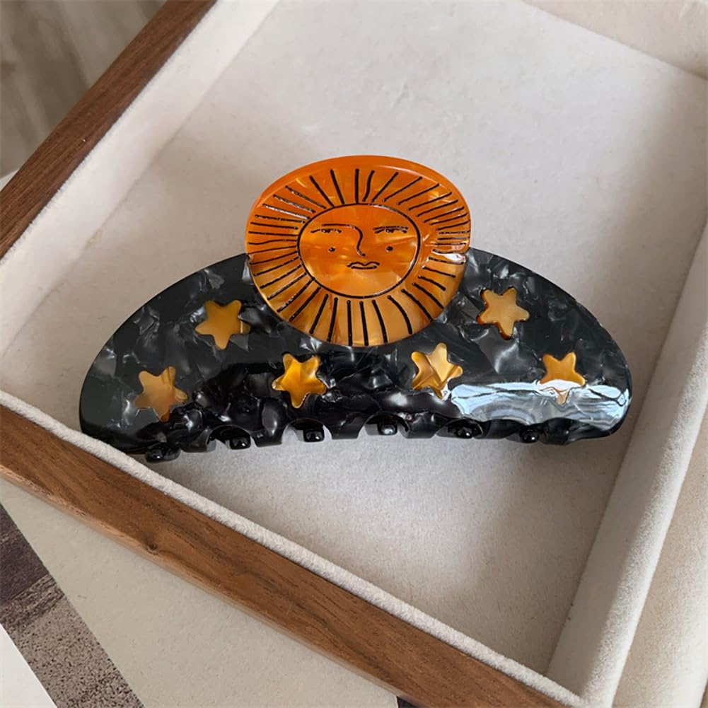 Sun Smiley Face Hair Clips, Cellulose Acetate Hair Clips, Funny Standing Cute Small Hairpins Accessories for Women Thick Thin Hair - Image 3