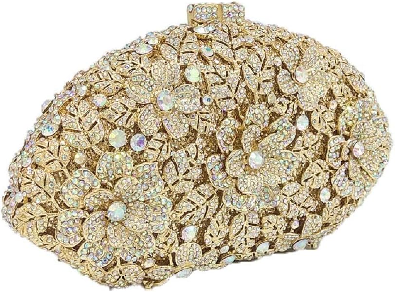Boutique De FGG Flower Crystal Clutch Purses for Women Evening Bags Formal Wedding Handbag Party Rhinestone Clutch Bag,Mini