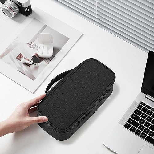 Miniatura 8 de Teskyer Funda organizadora de artículos electrónicos, bolsa de viaje portátil impermeable para accesorios tecnológicos con compartimentos Negro,Gris