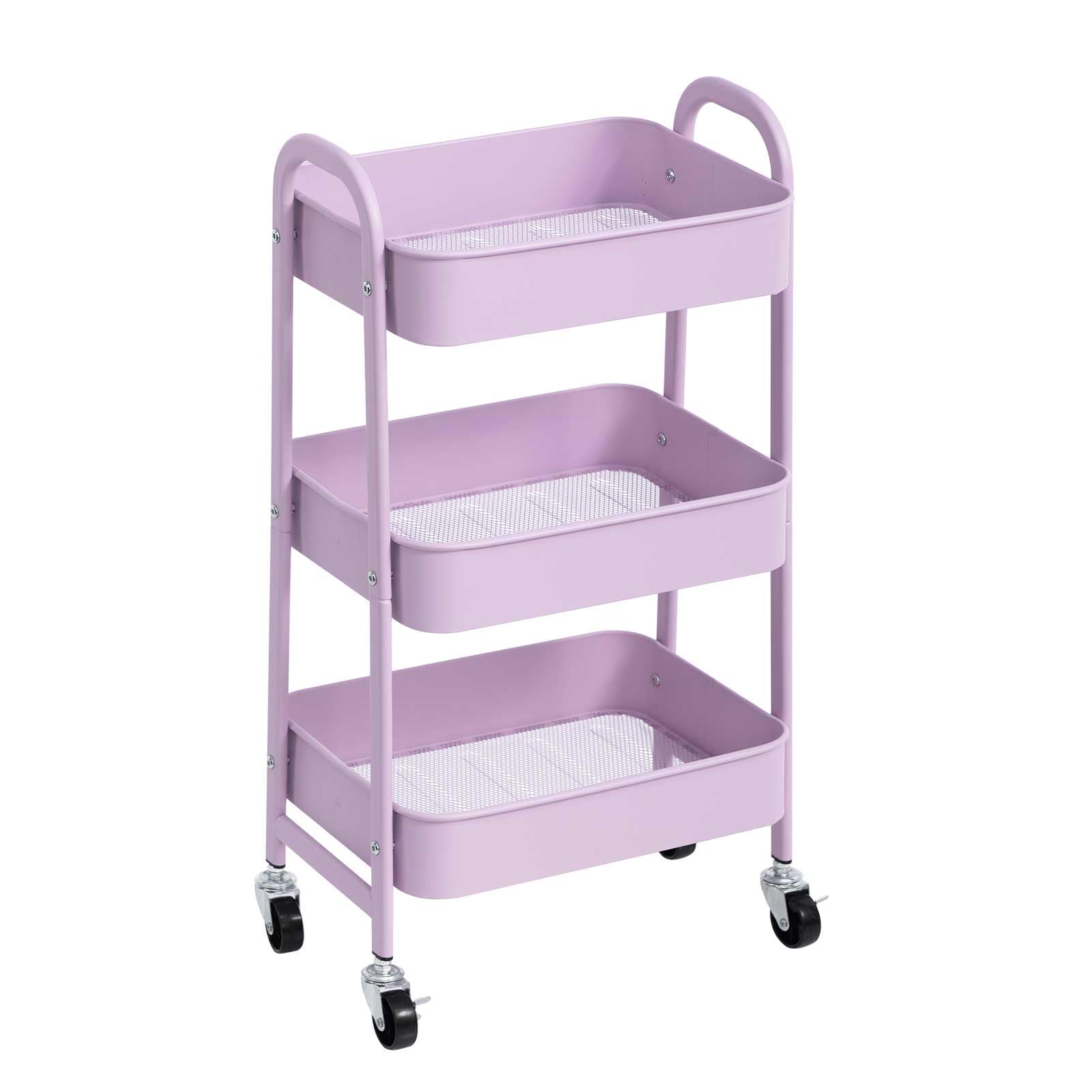 AGTEK Makeup Cart, Movable Rolling Organizer Cart, 3 Tier Metal Utility Cart With Lockable Wheels For - View #2