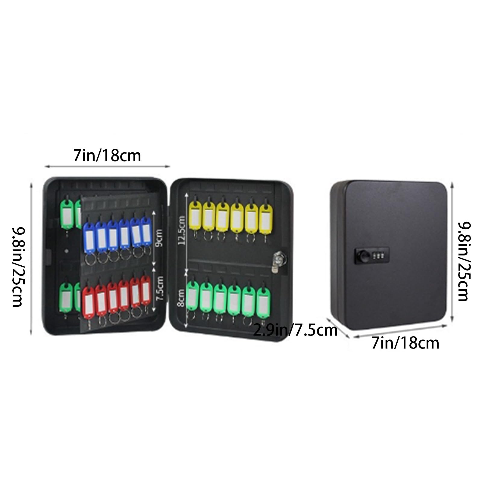 Grande armadietto portachiavi in acciaio con serratura a combinazione, capacità 48 chiavi, etichette colorate per nization & SecurityKey Storage Locker Box per casa o ufficio