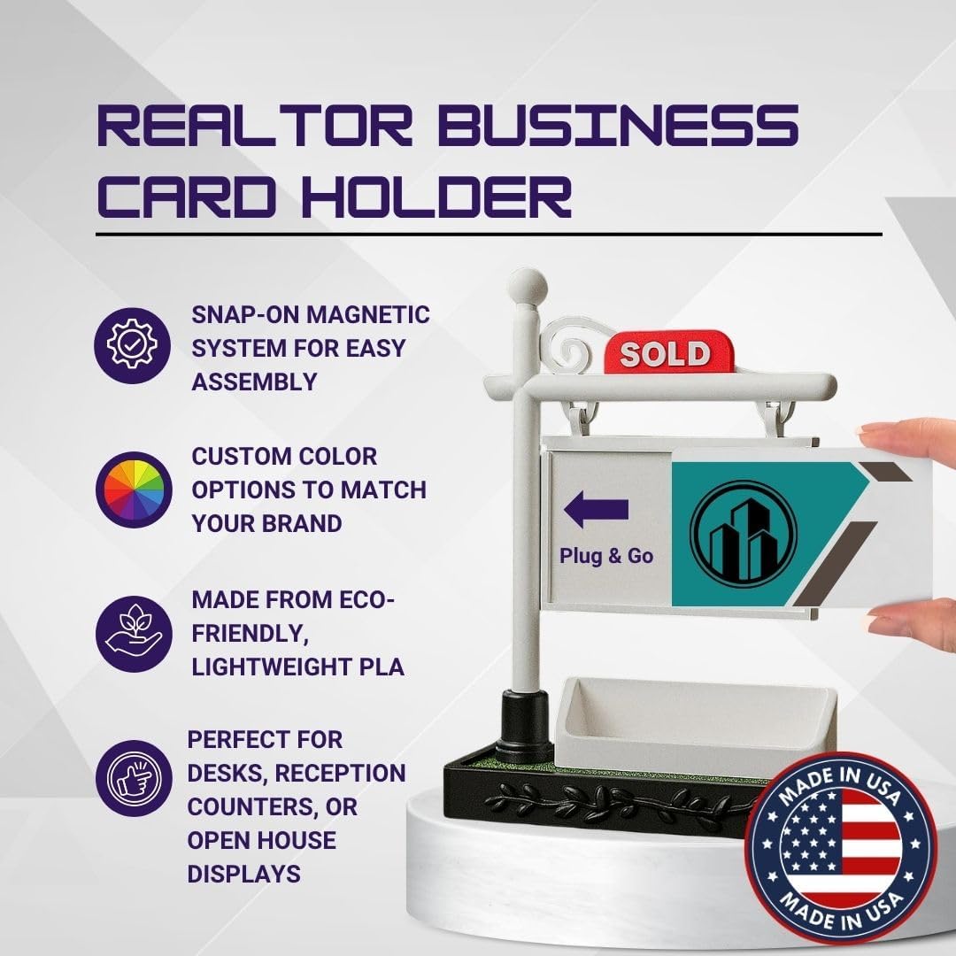Custom Real Estate Business Card Holder | Realtor Card Holder – SOLD Sign for Real Estate Broker & Agents | Realtor Marketing | Realtor Gift (Design 5)