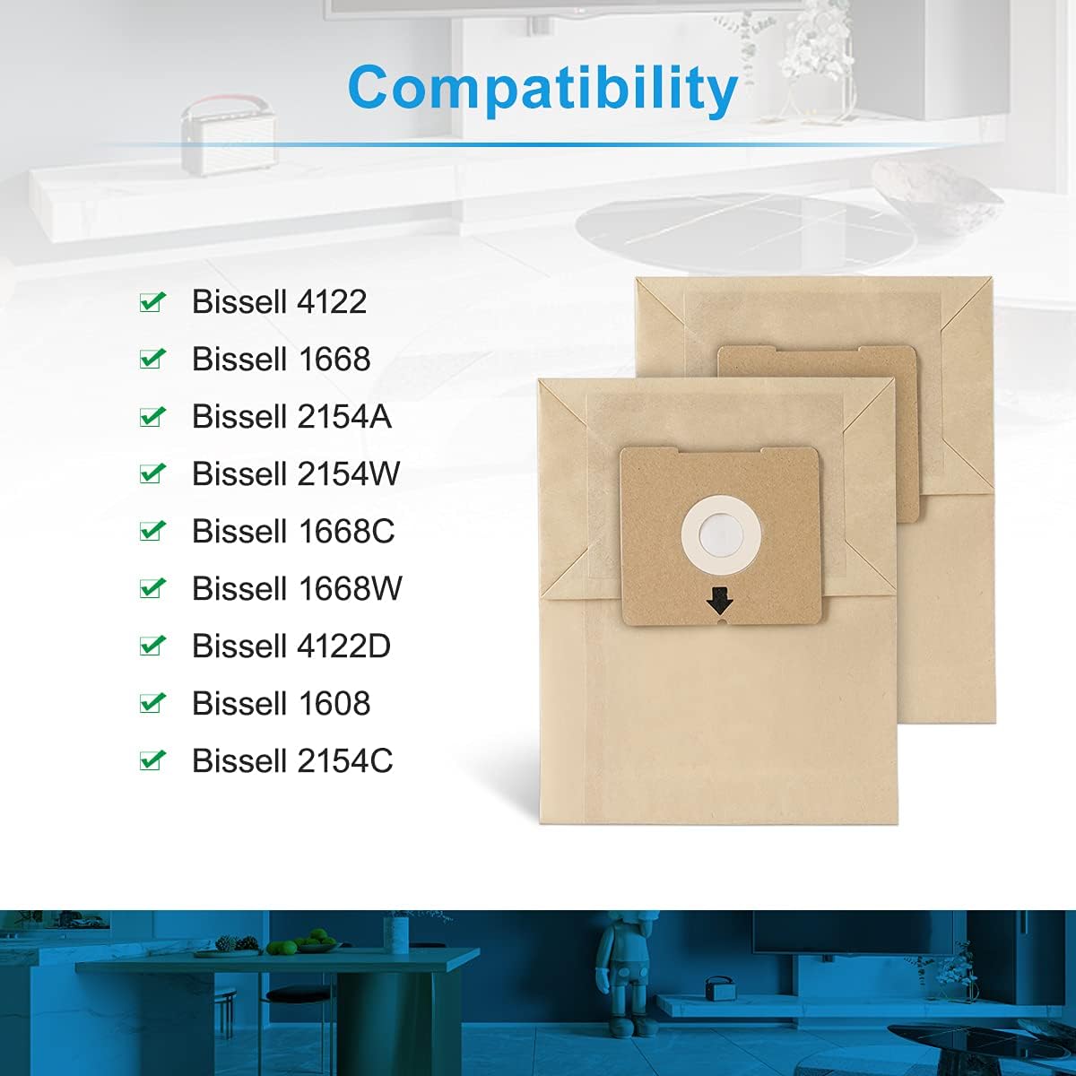 LANMU Vacuum Bags Compatible with Bissell Zing 4122, 2154A, 2154W, 2154, 4122D, 1668, 1668C, 1668W, 1608, 2154C Canister Vacuum, Replacement Part Number 2138425 (6 Pack) : Home & Kitchen