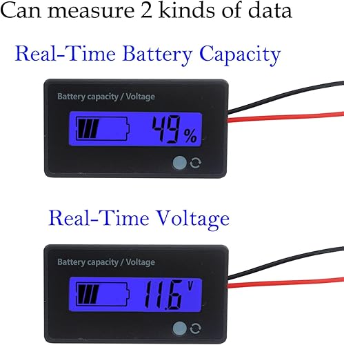 Miniatura 2 de Medidor de batería de 12 V, 24 V, 36 V, 48 V, indicador de voltaje de capacidad de la batería, monitor de descarga de carga de batería de iones de