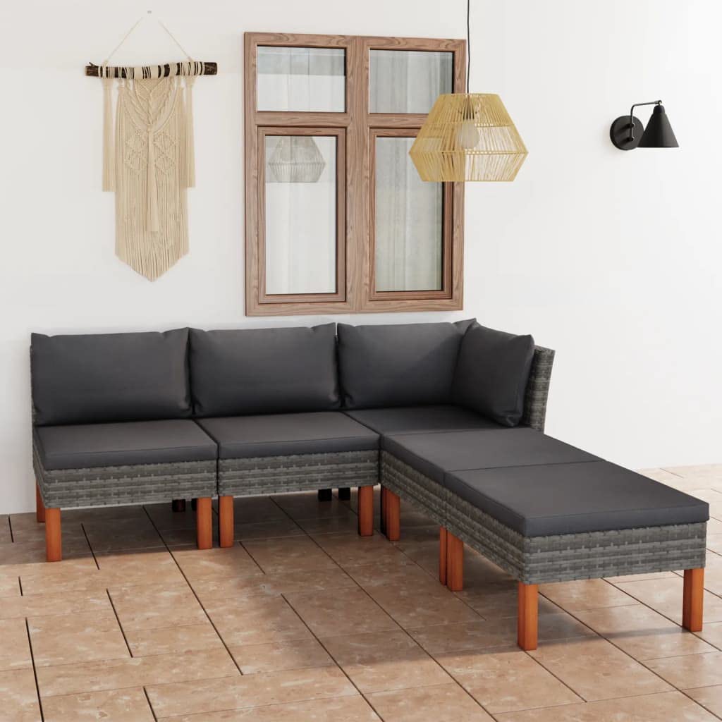 Salon de jardin en rotin synthétique gris idéal pour vos terrasses et soirées