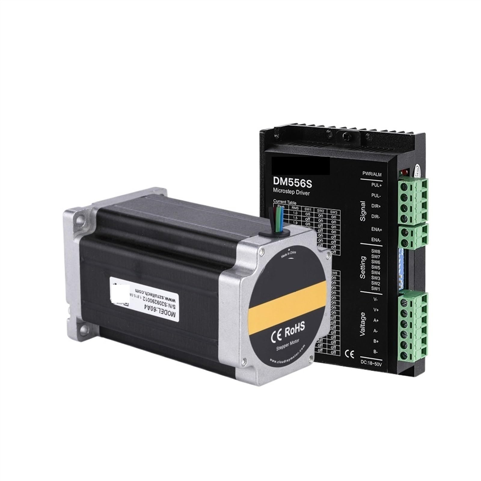Motoriduttore a Vite Senza fine DC 24 Kit Driver Motore Passo-Passo ad Anello Aperto 4.0Nm 5A 1.4A-5.6A 18-50VDC per Stampante 3D Fresatrice per Incisione CNC per Mini motoriduttore Fai-da-Te