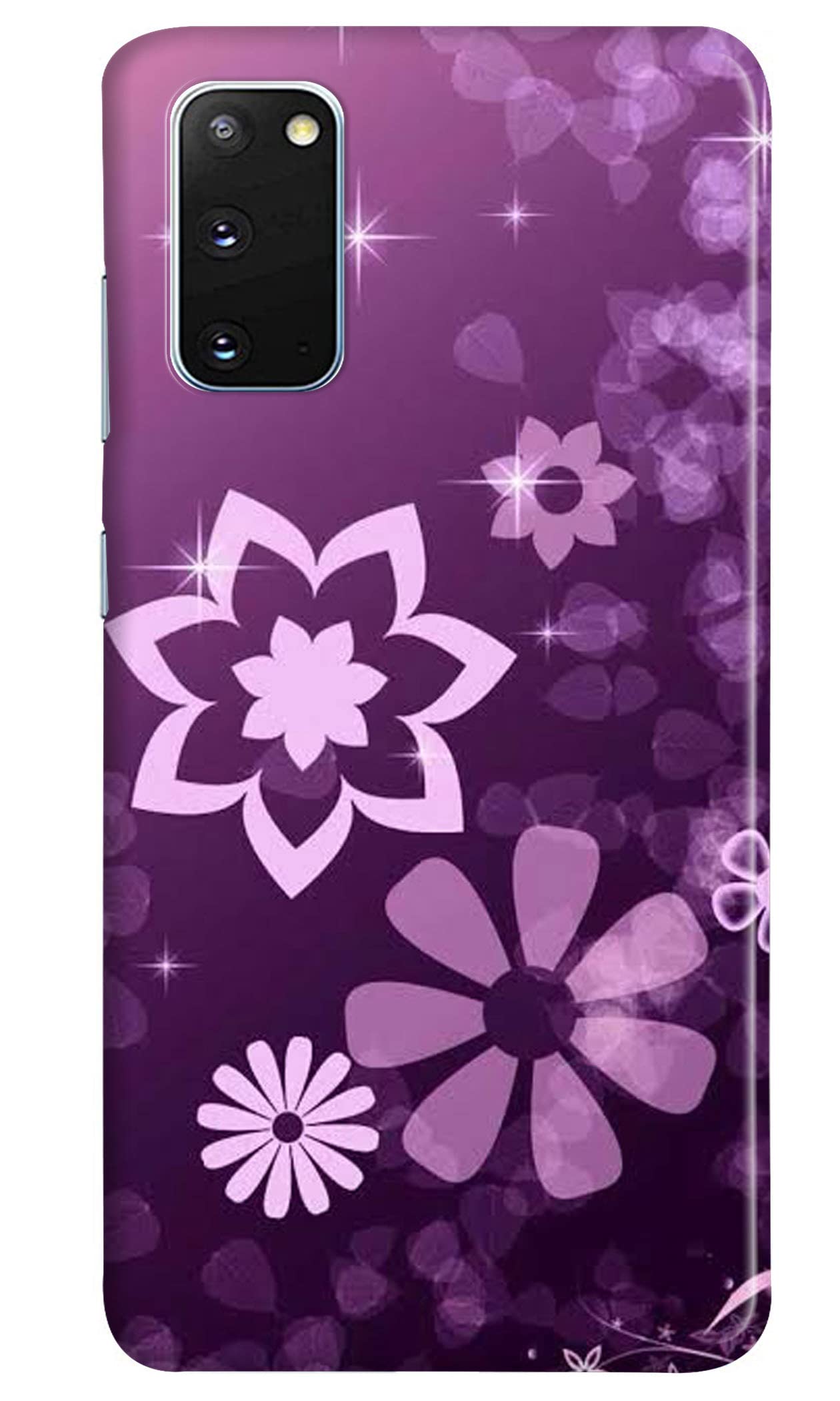 GALACOLORS 3D Flores Moradas Designer Back Case Cover for Samsung Galaxy S20