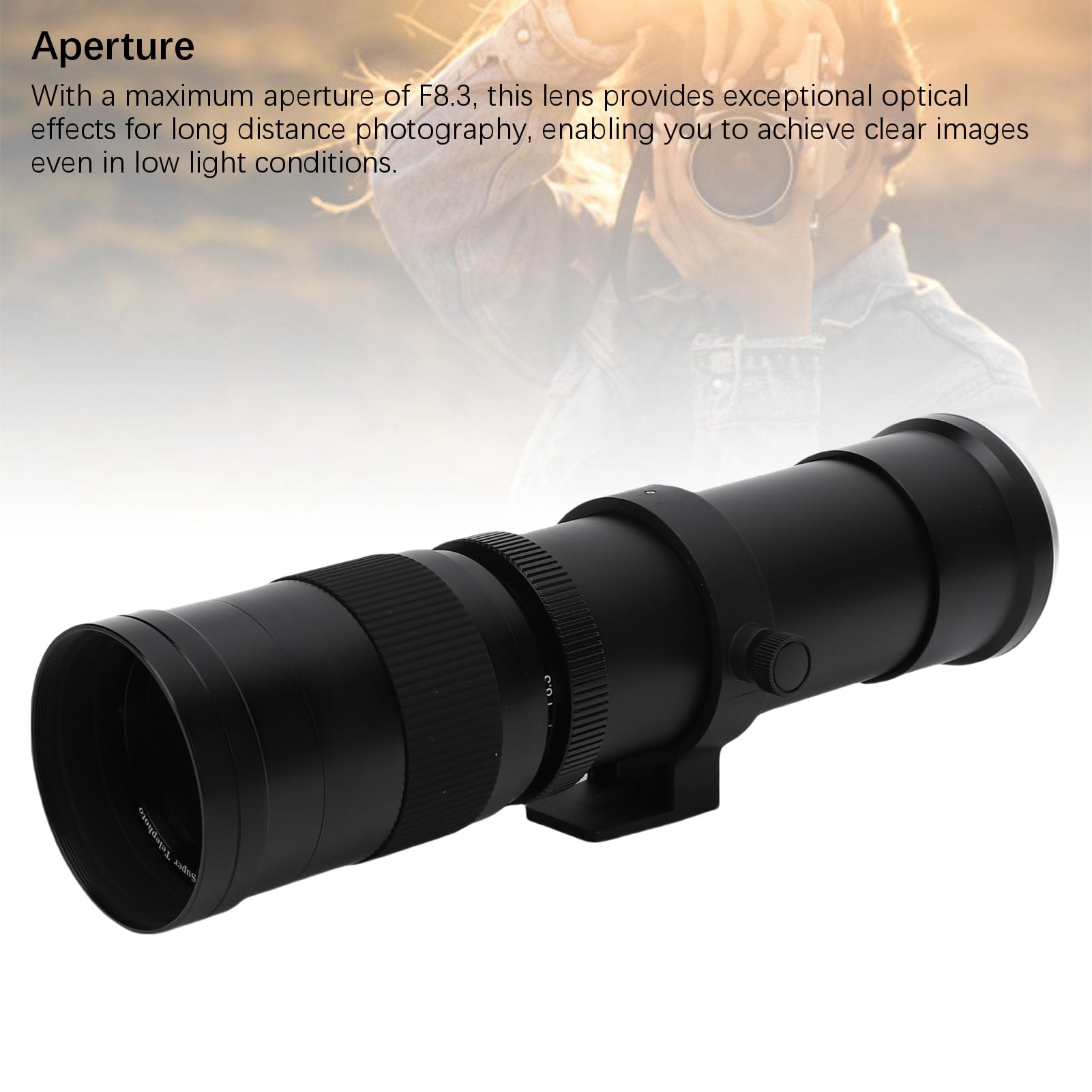 Zunate F8.3 Teleobiektyw 420-800 mm RF Mocowanie Ręczna Regulacja Ostrości Szkło Optyczne Czarny