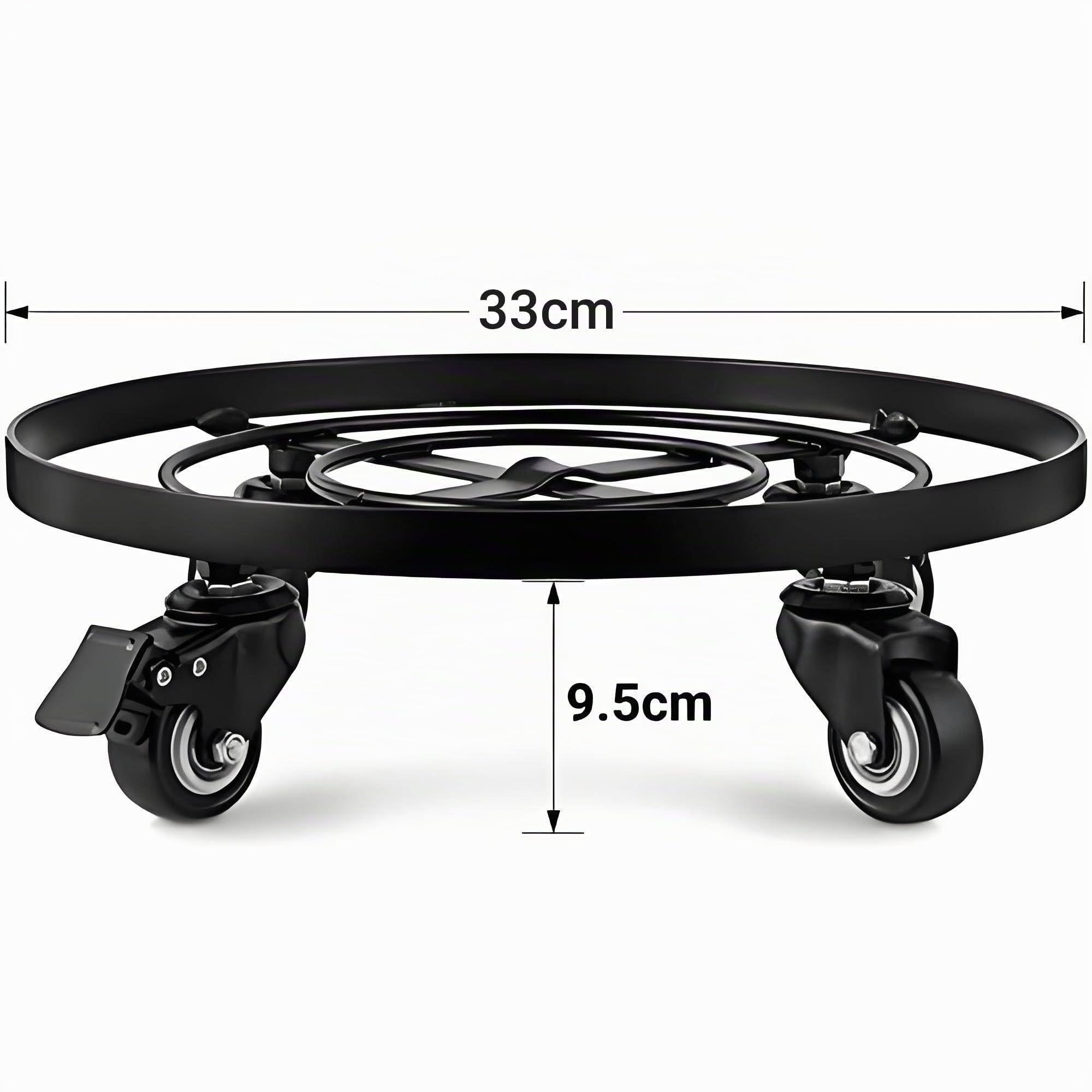 Amagabeli 2PCS Portavaso con Rotelle Portavaso 33cm con Ruote per Interni Esterni Casa e Giardino in Acciaio al Carbonio Plant Dolly Mover Trolley Pianta Caddy con Ruote Giardino Casa in Nero
