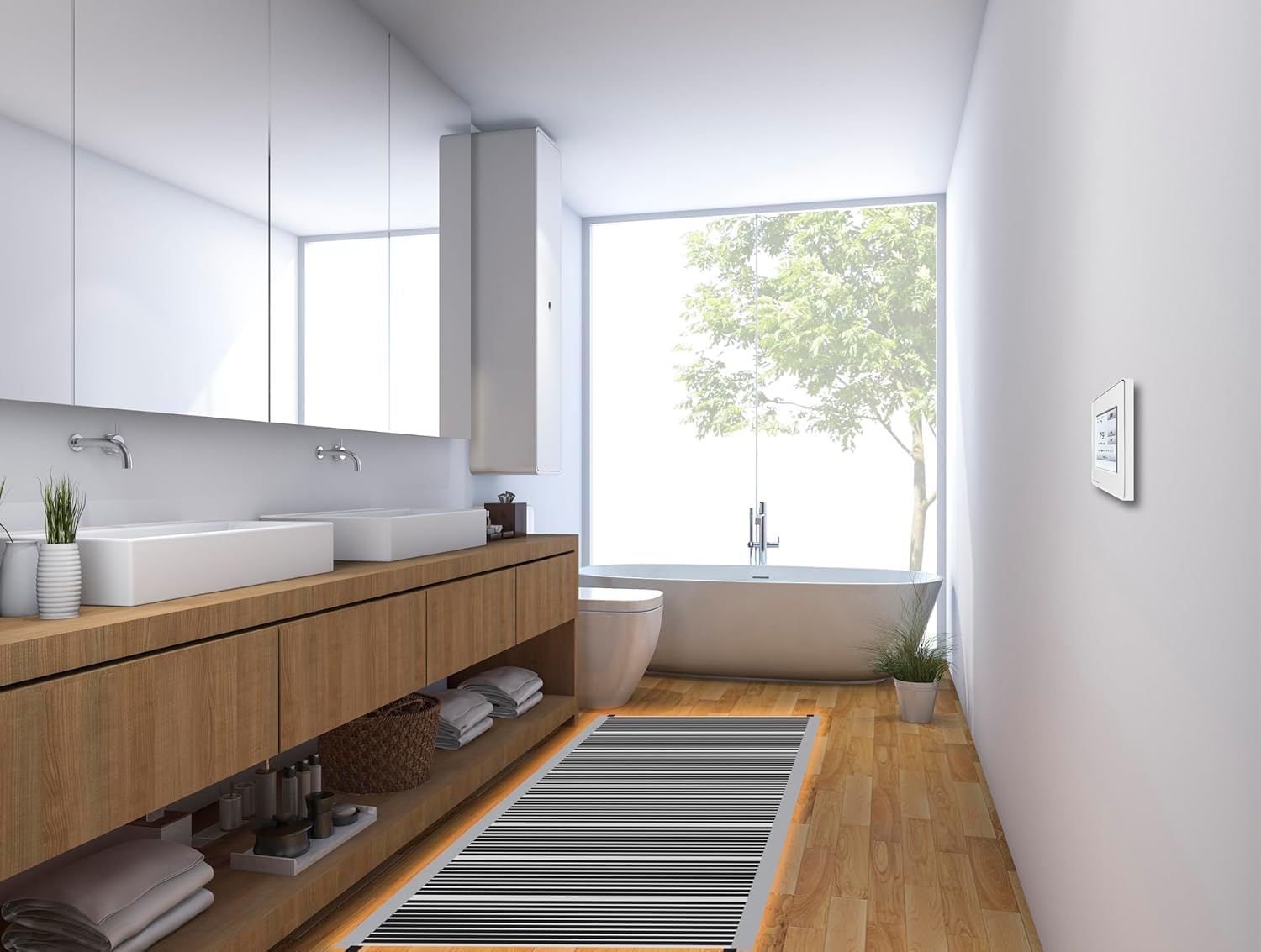 QuietWarmth 3' x 16'-8" Film Floating Radiant Floor Heating Mat for Below Laminate, Wood, Luxury Vinyl Floating Flooring- Cuttable Mat (QWARM3x166F120) 120V