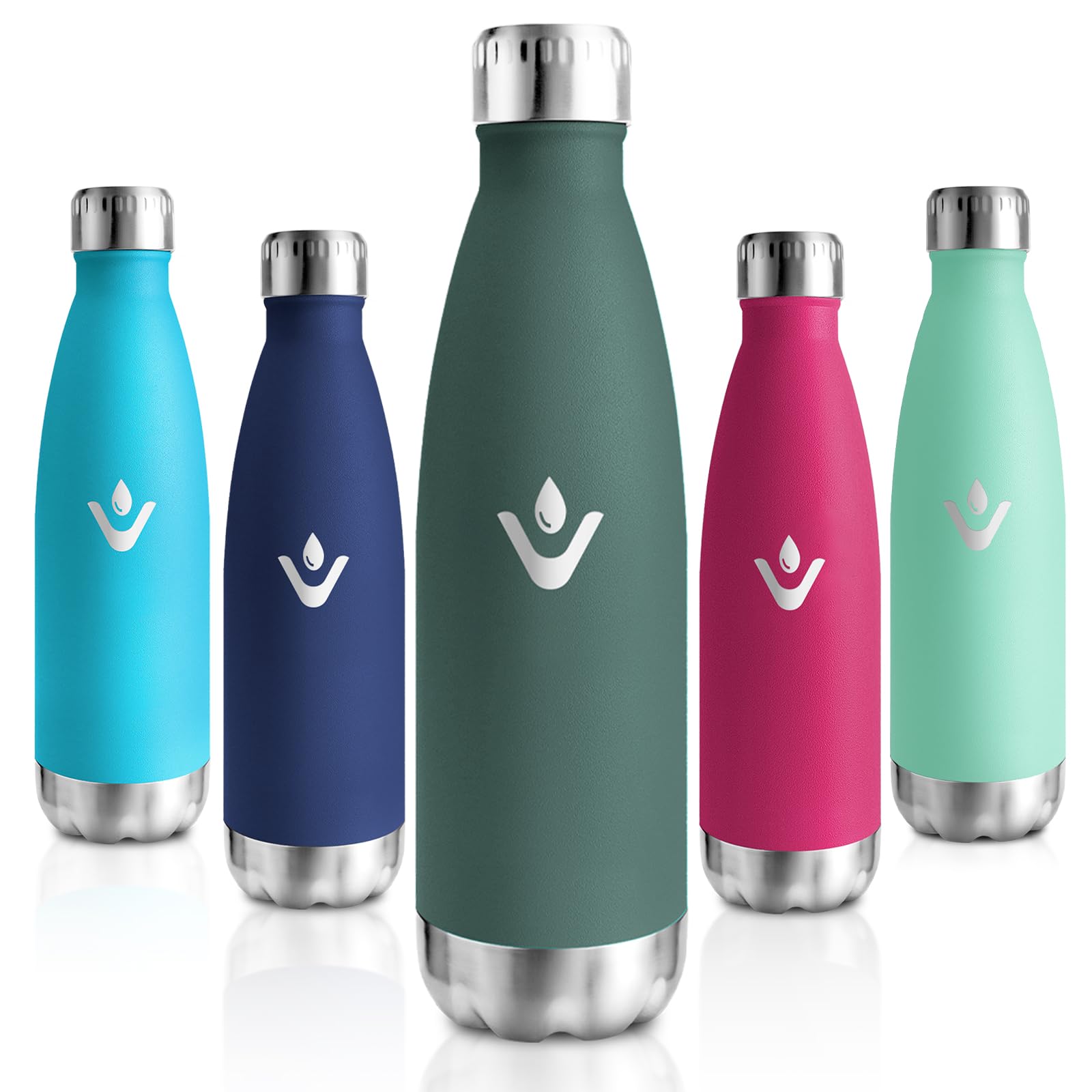 Motswedi Borraccia Termica 500 ml, Senza BPA, Bottiglia Termica, 18/8 Acciaio Inox, Bottiglia Acqua, Doppia Parete, Borracce Termiche, per Palestra, Scuola, Sport, Ufficio, Yoga, Verde Militare