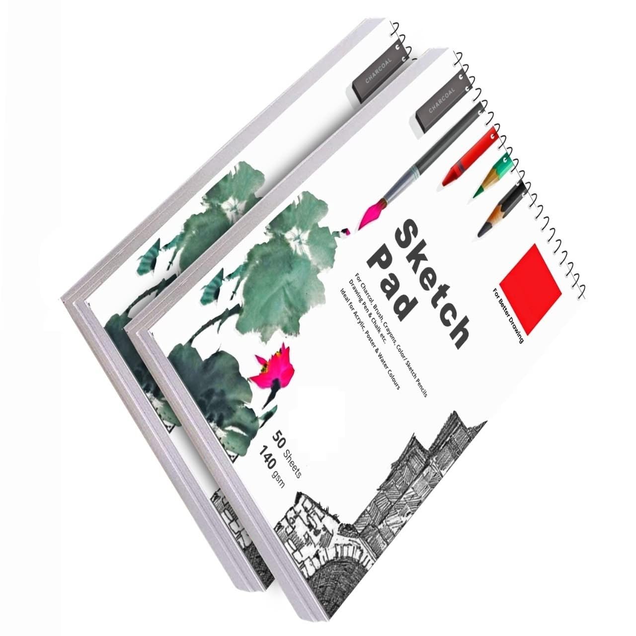 Eclet 50 Sheet A4 Sketchbook Pack of 2-140 GSM| Top Spiral-Bound Sketchpad for Artists | Sketching and Drawing Acid Free Paper, for Doodling for Professional & acadmic use(h) (B0CKXTBBRB) Amazon Price History, Amazon Price Tracker