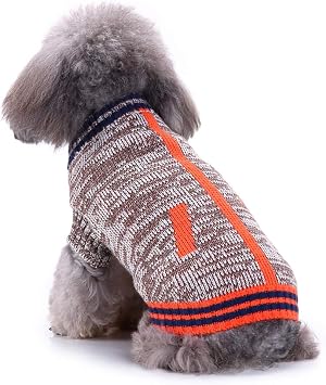 Holiday Festive Christmas Collections Dog Turtleneck Knit Sweater Knitwear Pattern Kintted Doggie Apparel Teddy, Pug, Chihuahua, Shih Tzu, Yorkshire Terriers, Papillon F-Gray L