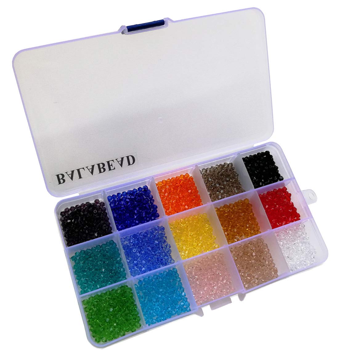 Diy 4mm 1000pcs Perles de verre en cristal bicone à facettes avec boîte