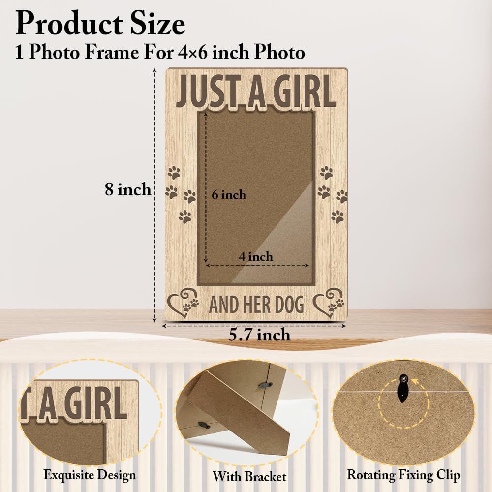 Dog Lovers Gifts, Just A Girl And Her Dog Picture Frame, Gift for Pet Owner Dogs Mom, 4x6 Photo Frame with Support for Tabletop Display Home Decor -013 - Image 2
