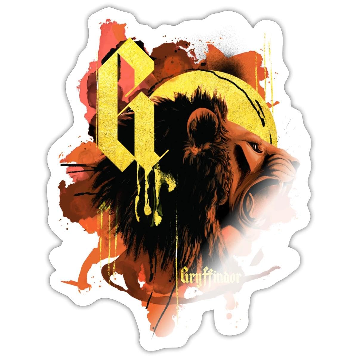Spreadshirt Harry Potter Gryffindor Lion Sticker Size S (10 x 10 cm), 10 x 10 cm, White Glossy — image 1