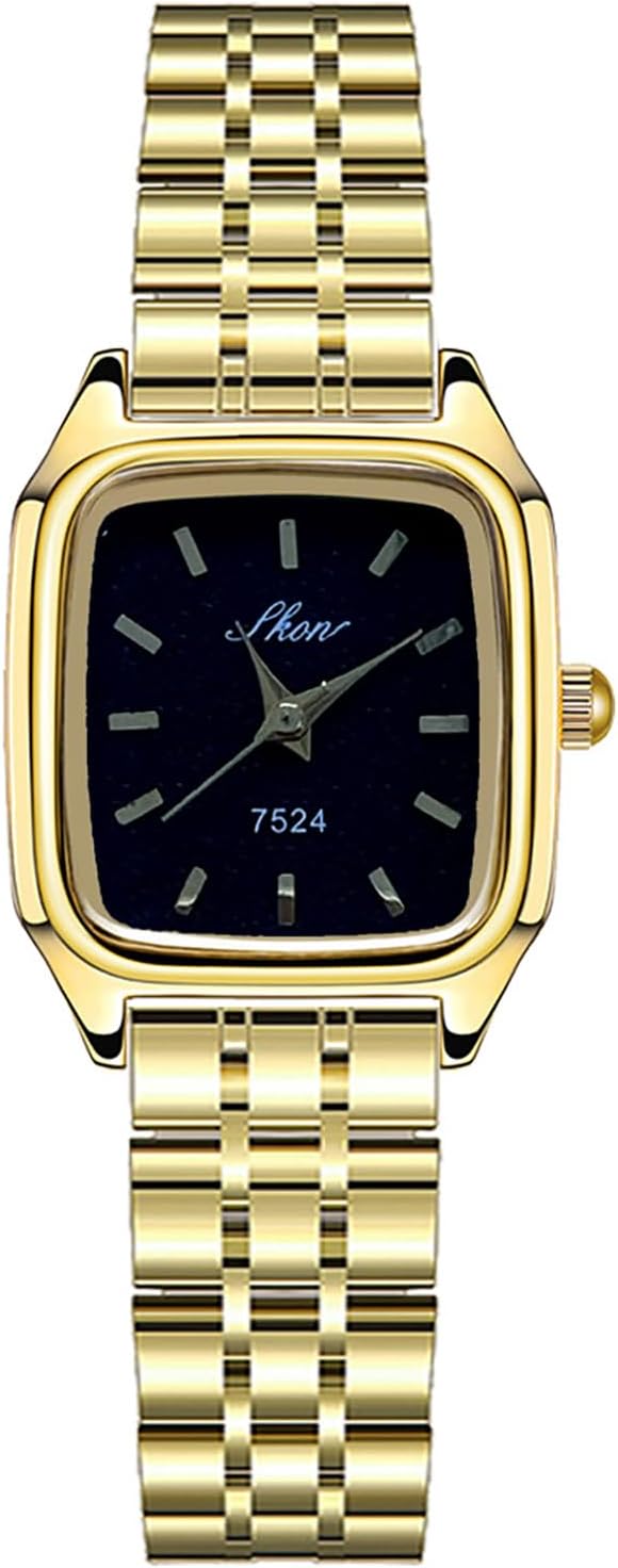 PASOY Watch for Women Dress Wirst Watch Stainless Steel Strap, Classic Vintage Simple Small Square Quartz Wristwatch