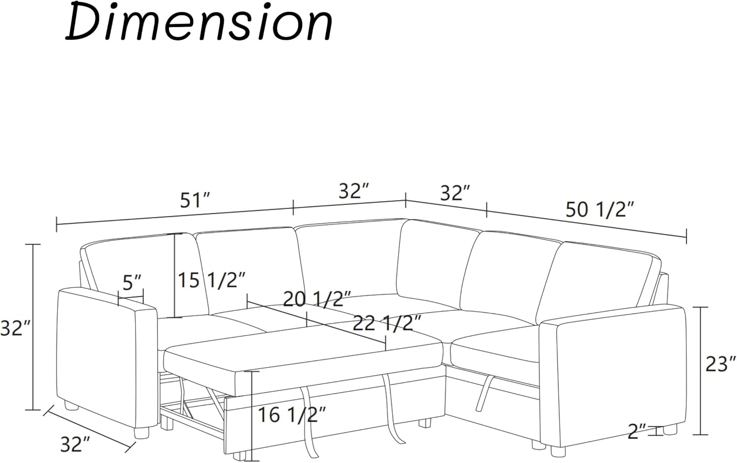 Sectional Sleeper Sofa with Pull Out Bed, L Shape Convertible Couch with Storage Chaise, Comfy Sleeper Couch, 2 in 1 Pull Out Sofa Bed with 5 Seats, for Living Room, Apartment, Black Gray