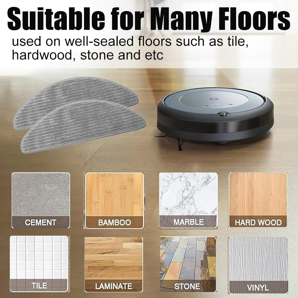 Chuancheng 10Pcs Mop Pads for Irobot Roomba Combo I5, I5+,J5, J5+ Robot Vacuum Cleaner Washable Mopping Cloth Replacement Accessory Parts