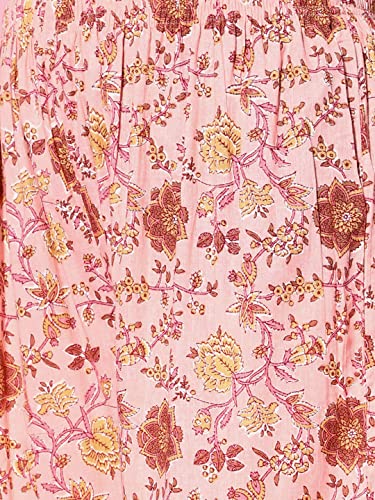 Image of ishin Women's Cotton Peach Embroidered Anarkali Peplum Kurta set With Sharara And Dupatta