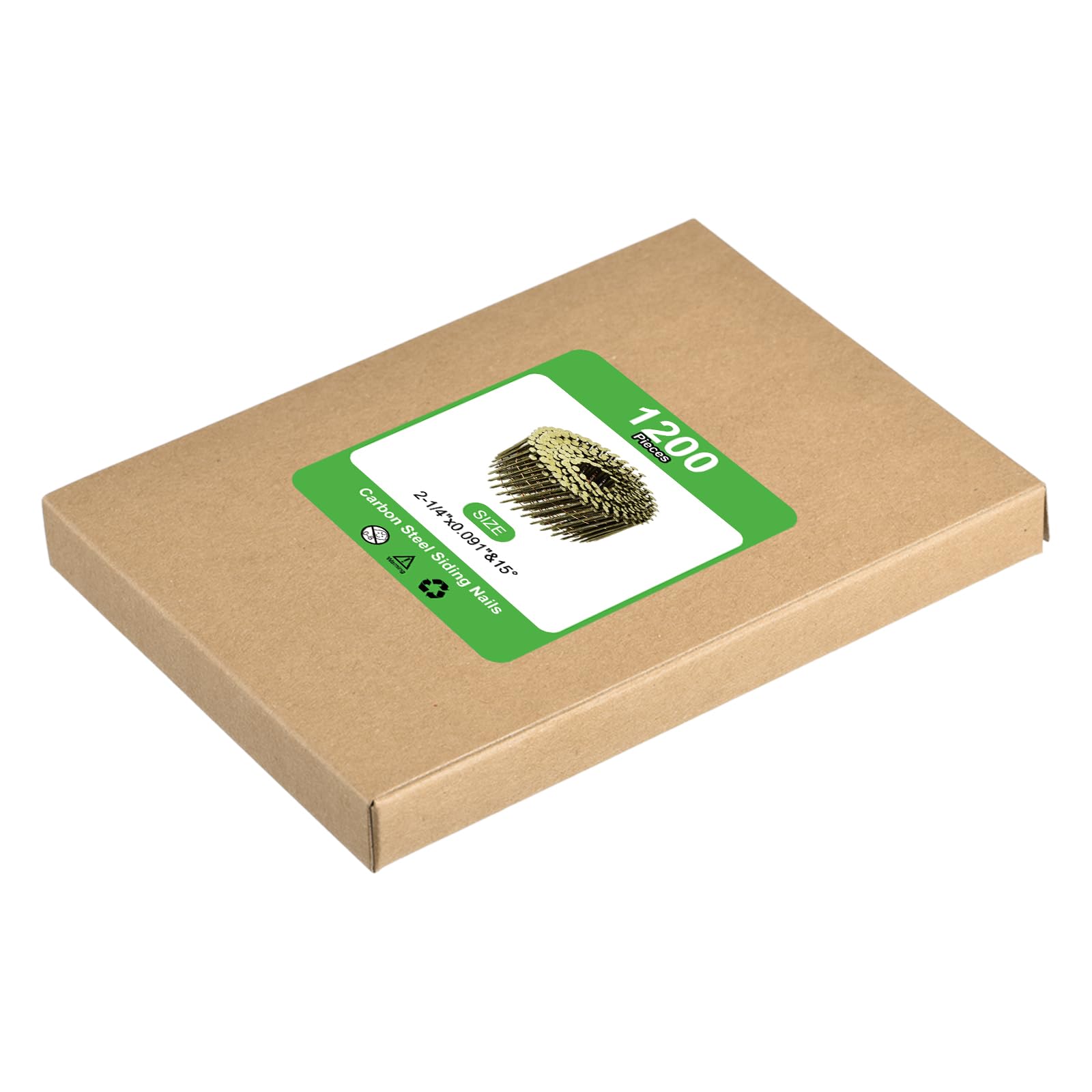 QUARKZMAN 1200 Count Clous Pour Bardage 2-1/4" x 0.091" 15-Degree Tige Annelée Tête Ronde Complète En Bobine Pour Lattage Et Matériaux De Revêtement