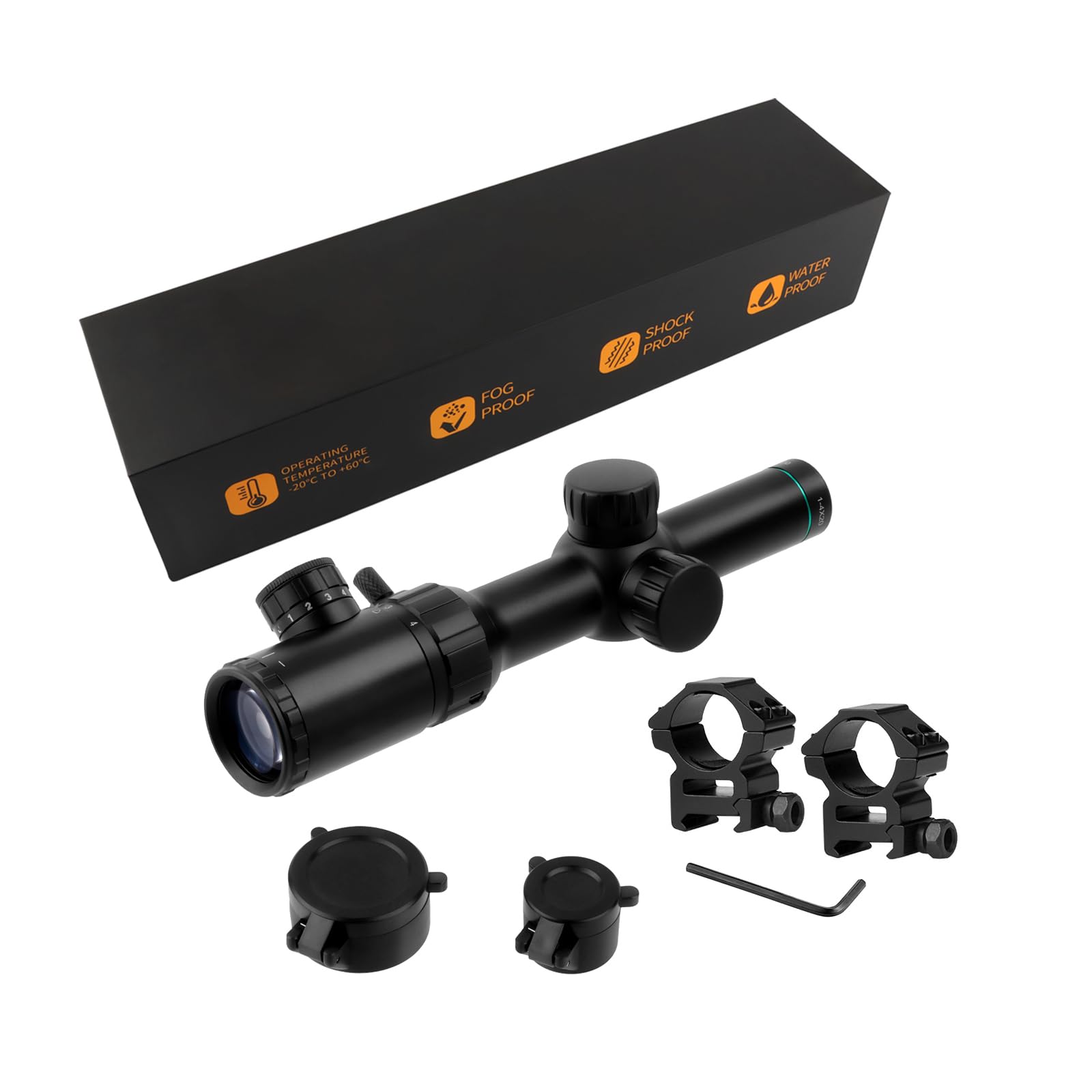 Optics Monokular Scope 1-4X20 zf, 25,4mm Tubus Sucher, Absehen 1/2 Zoll Voll multivergütet Monokular Wasserdicht