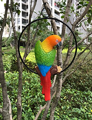 Fafajoy Hanging Parrot Statue Sculpture On Ring Lawn Ideal Decor For Patio Home And Garden #TOP2