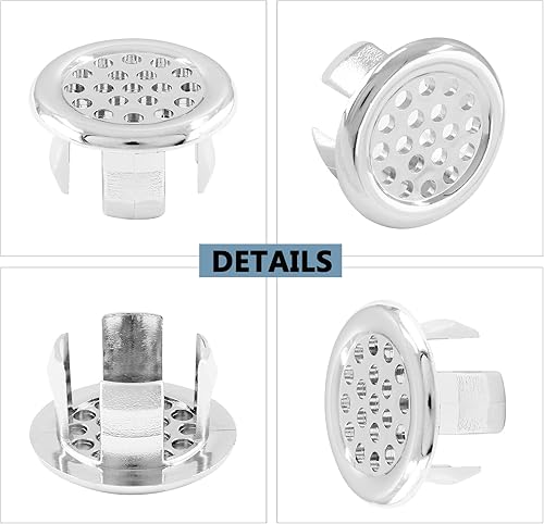 Miniatura 4 de Qjaiune Paquete de 3 anillos de desbordamiento para fregadero de baño, cubierta de drenaje de desbordamiento cromado galvanizado, cubierta redonda