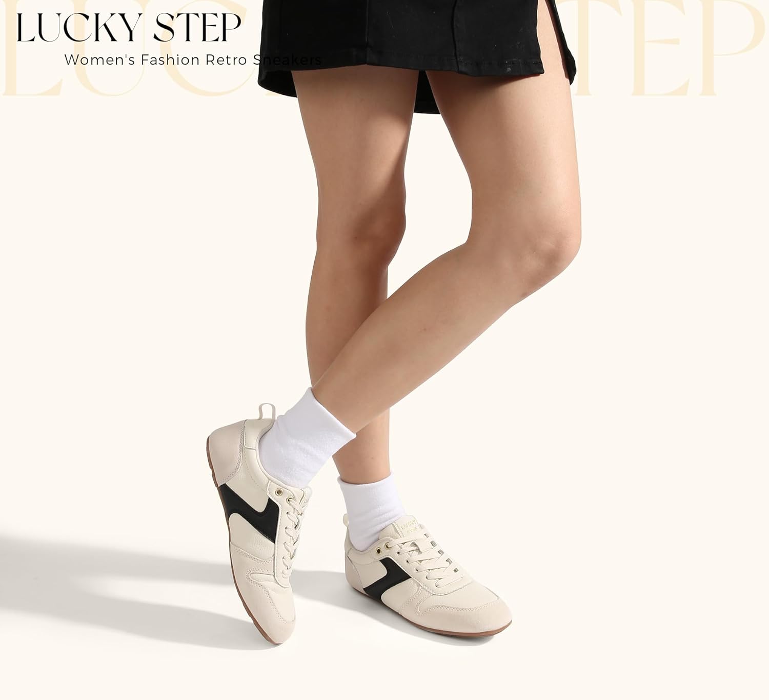 LUCKY STEP Women's Retro Fashion Sneakers Thin Sole Tennis Casual Anti-Slip Cow Suede Running Trainer Gym Trendy Classic Comfortable Lightweight Walking Shoes - Image 7