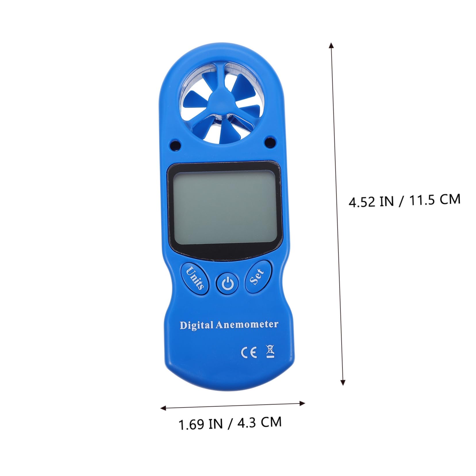 Anemometro Portatile Mini Digitale 1 Pezzo Plastico Blu | Misuratore Umidita con Sonda, Display Lcd Retroilluminato, Custodia Inclusa per Trasporto