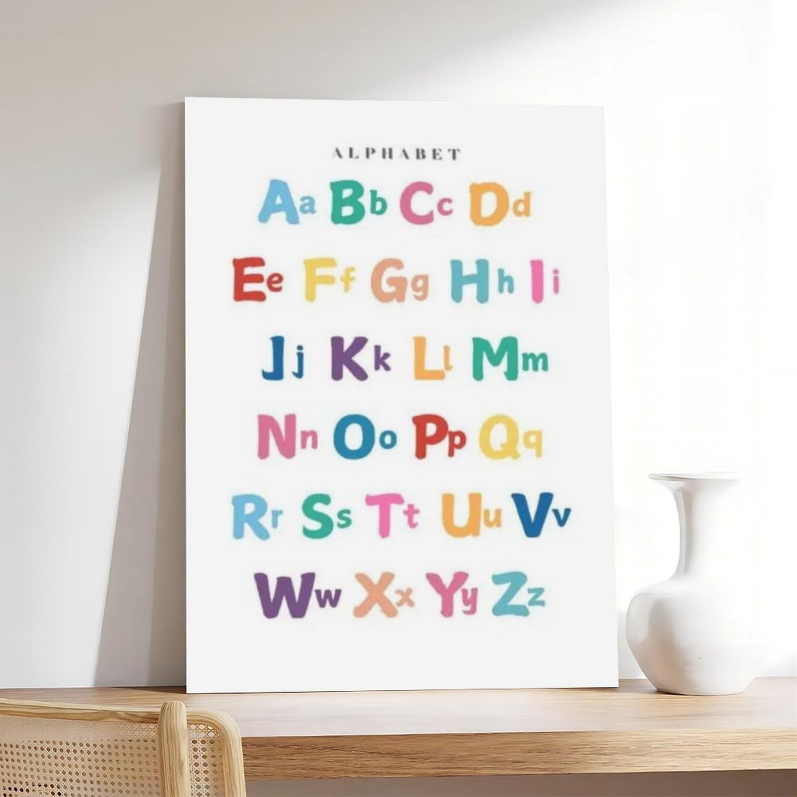 Poster éducatif sur toile avec lettres de l'alphabet arc-en-ciel - Décoration de chambre à coucher, bureau, chambre, cadeau - 50,8 x 76,2 cm (L x l)