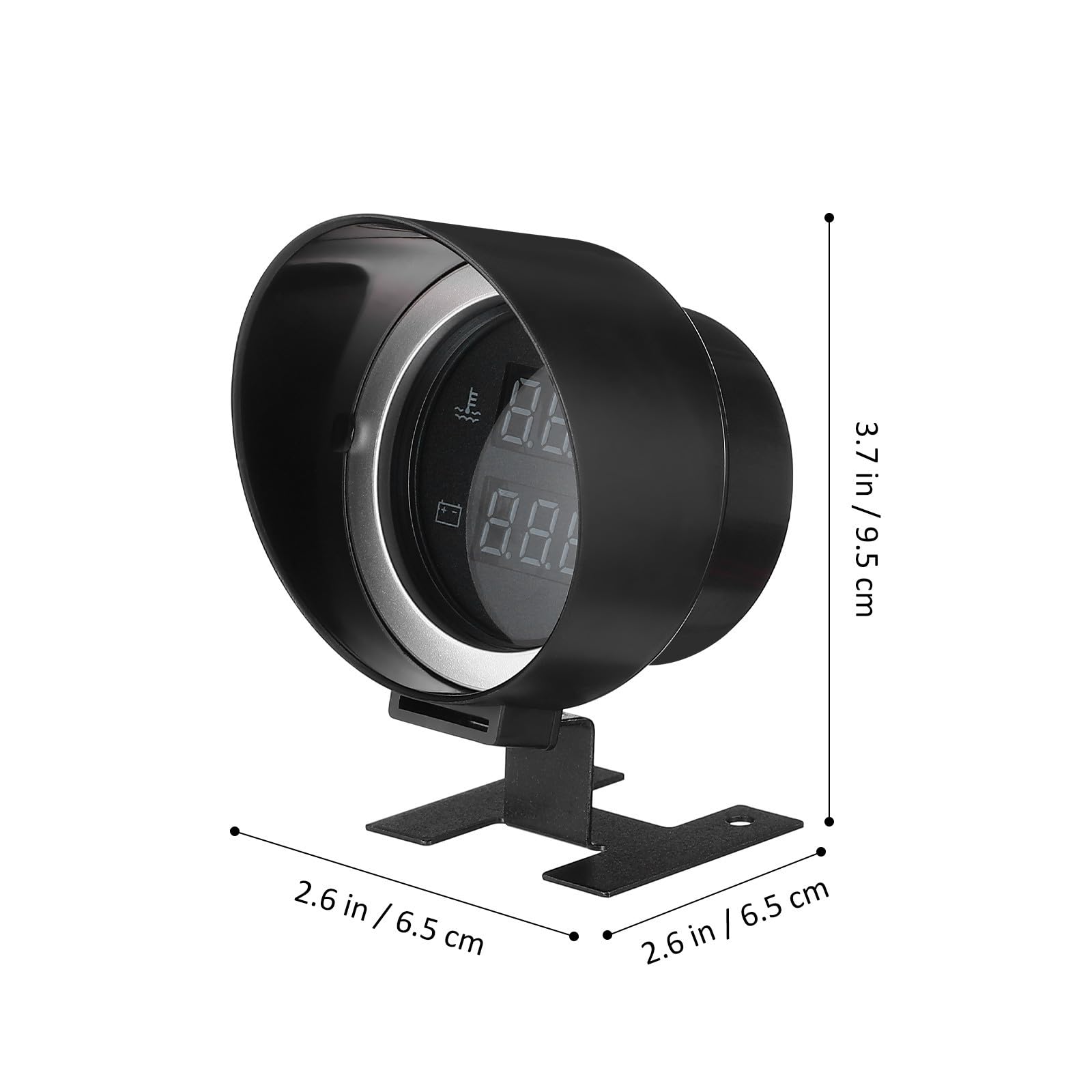 TOYANDONA Indicatore Temperatura Acqua Auto e Voltaggio, Strumento Rotondo in Plastico Nero con Display LED e Compatibilità Ampia per Veicoli, Kit con Adattatore per Uso Fai-da-te