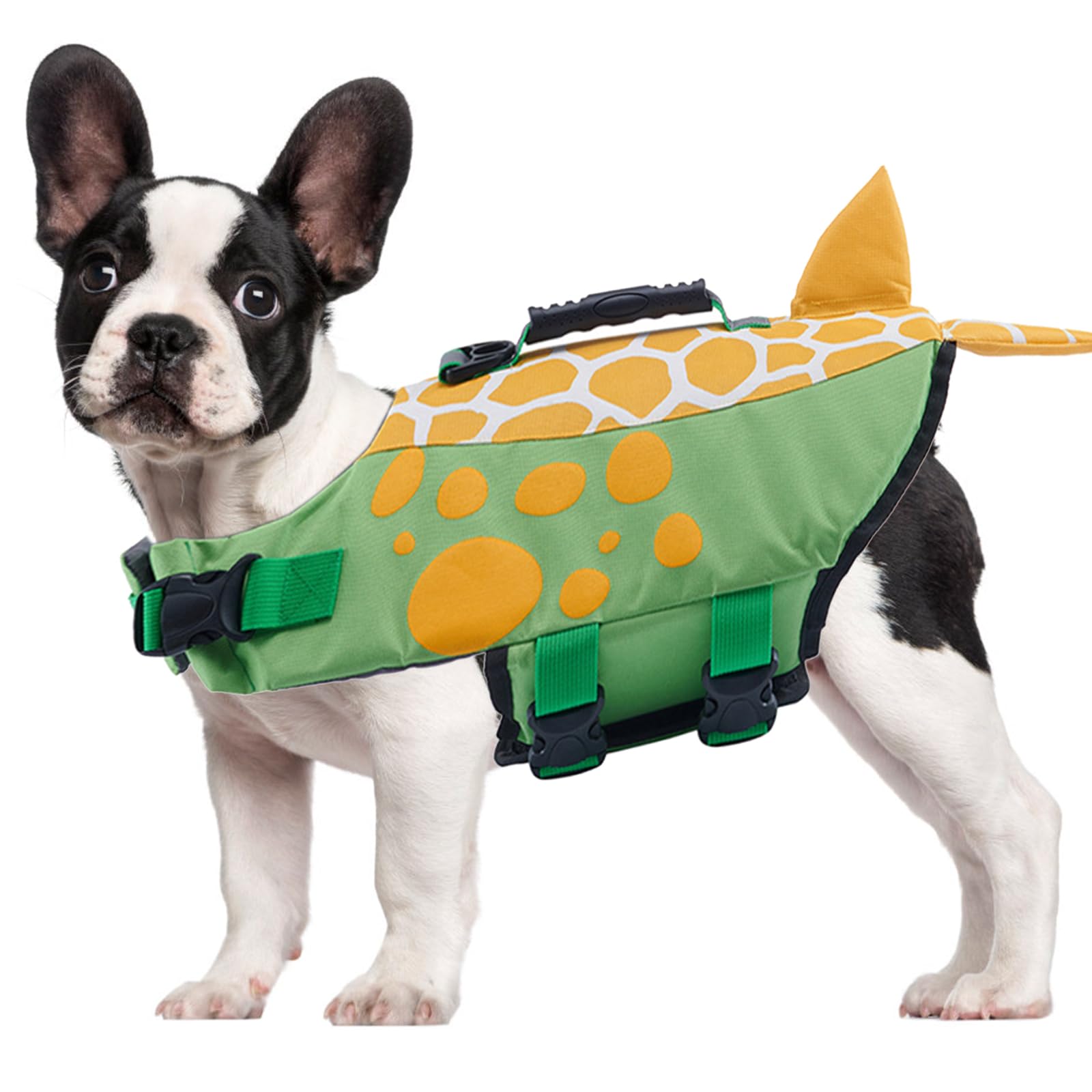 Gilet De Sauvetage pour Chien Haute Flottabilité, Gilet De Sauvetage pour Chien De Requin Gilet De Sécurité pour Animaux De Compagnie Maillot De Bain Gilet avec Souple Poignée,Dinosaur,M