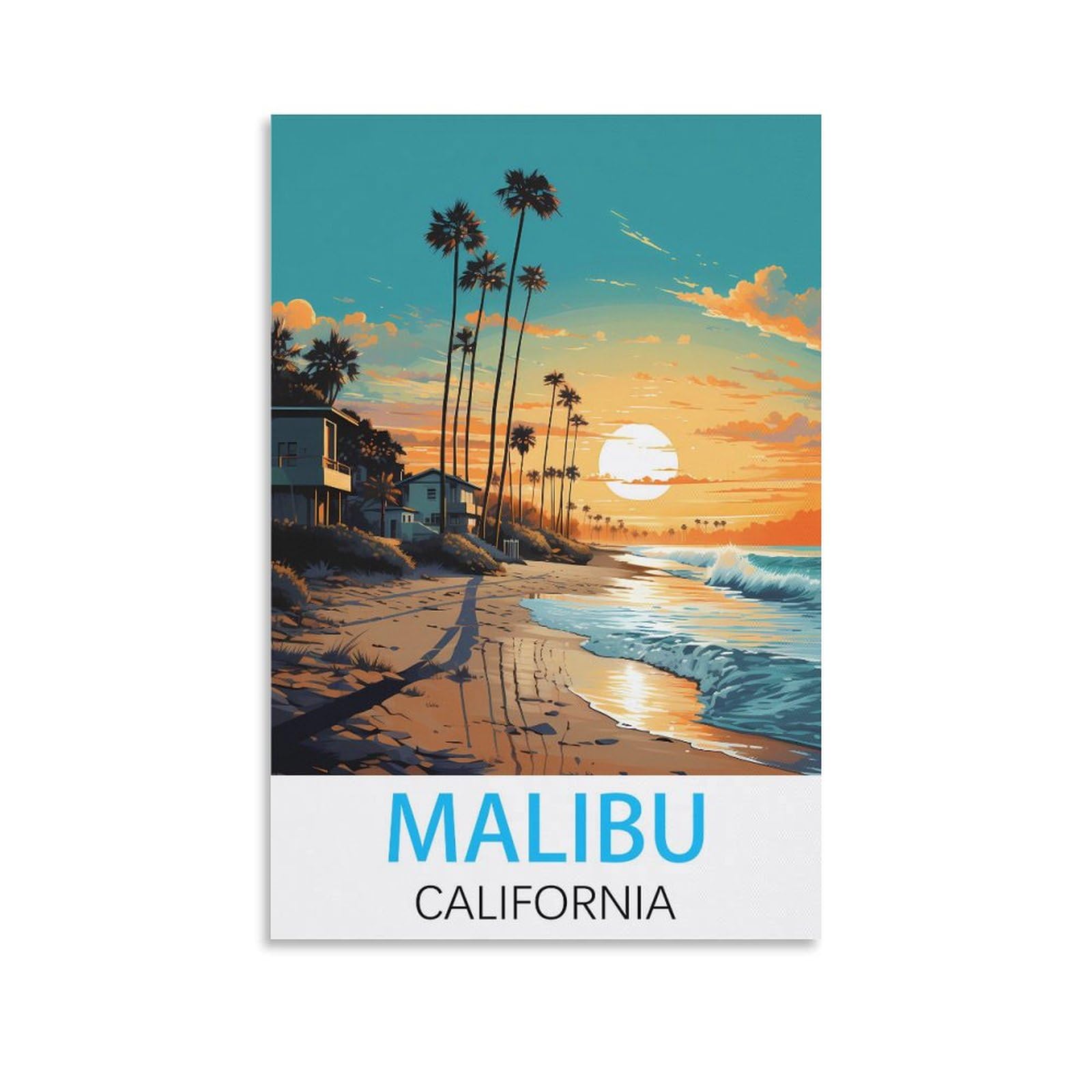EZMLFA 5D Diamond Art Kits for Beginner,Malibu California,Diamond Picture Art for Beginner, DIY Gem Cross Stitch Creative Gift Home Wall Decor 30x40cm