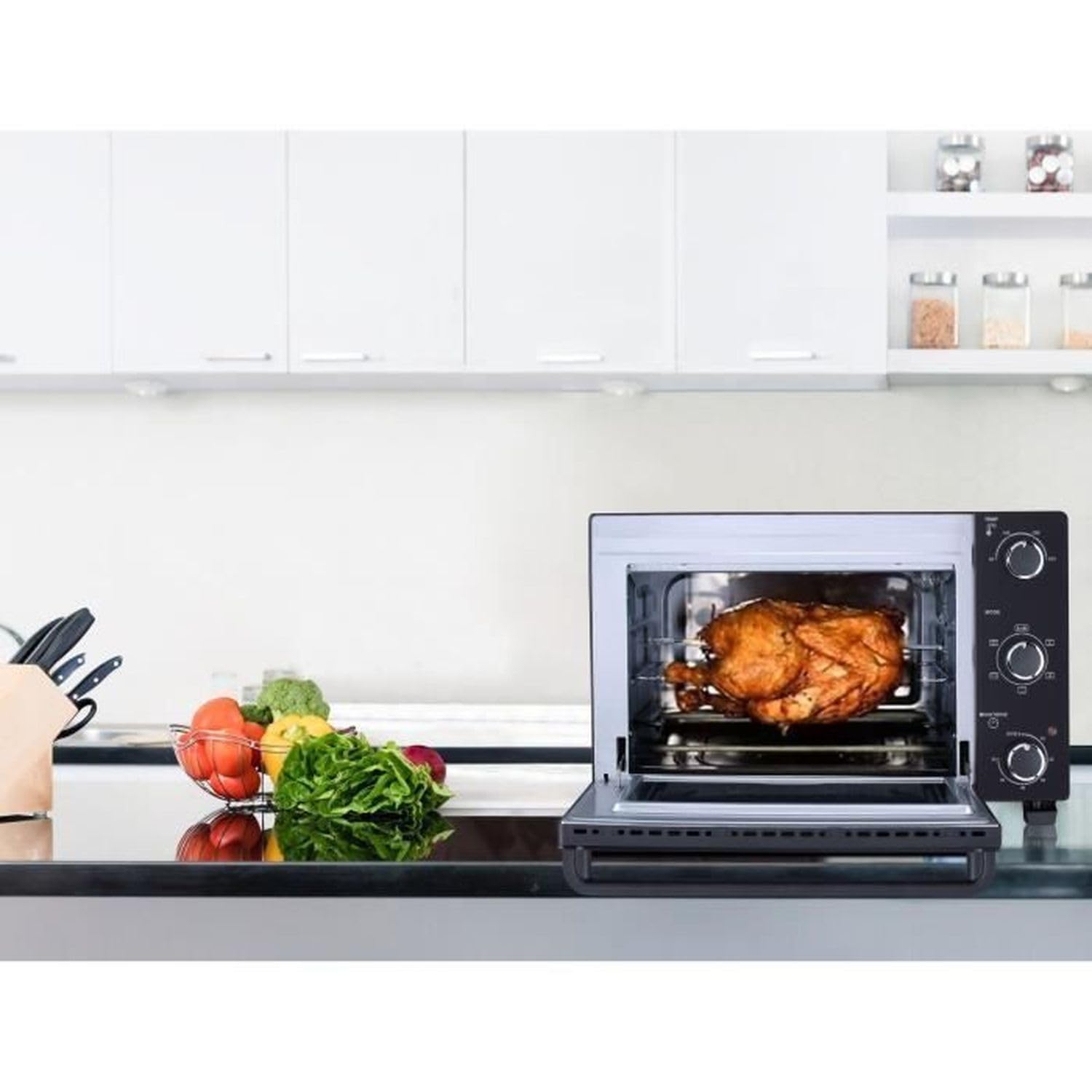 CONTINENTAL EDISON CEMF35B4 - Minifour électrique 35L noir - 1500W - Rotissoire, Convection naturelle