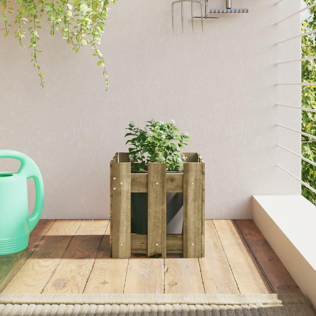 Vaso per piante a doghe in legno di pino impregnato in autoclave, 30 x 30 x 30 cm, resistente al gelo e versatile, per giardino, balcone, terrazza, con drenaggio e serbatoio d'acqua