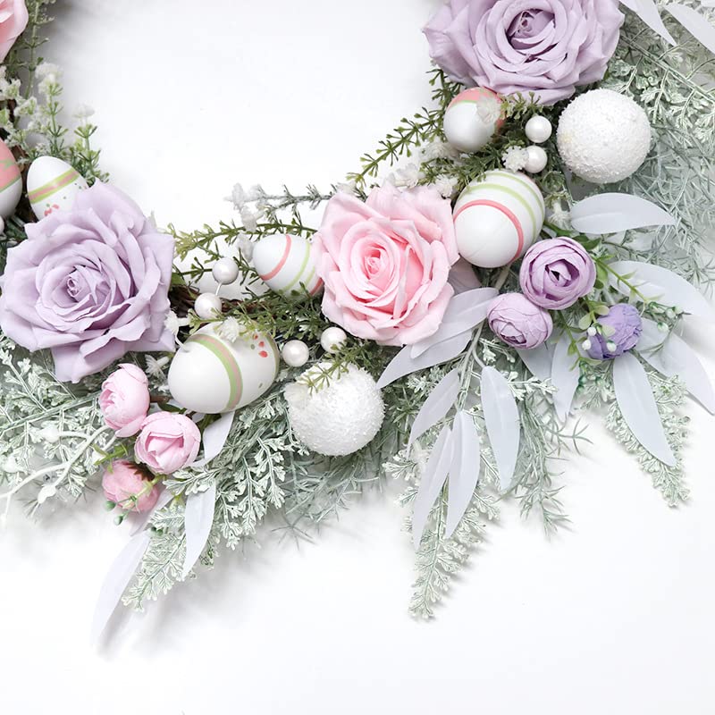 Flores de Rosas de Seda Artificiales, Corona de Pascua, Festival de Huevos de Pascua, decoración de la Pared de la Puerta del hogar, decoración de jardín DIY, Decoraciones de Boda