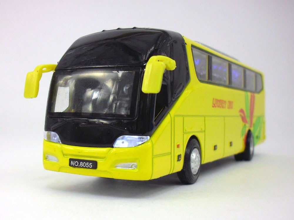 7.75 inch Luxury Bus with Light and Sound Diecast Model - YELLOW