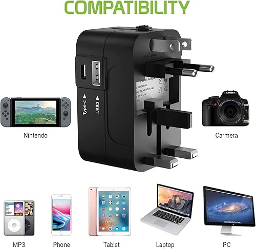 Miniatura 7 de Adaptador de corriente universal portátil en todo el mundo, todo en uno, cargador de pared internacional para entrada de enchufe de pared en EE.