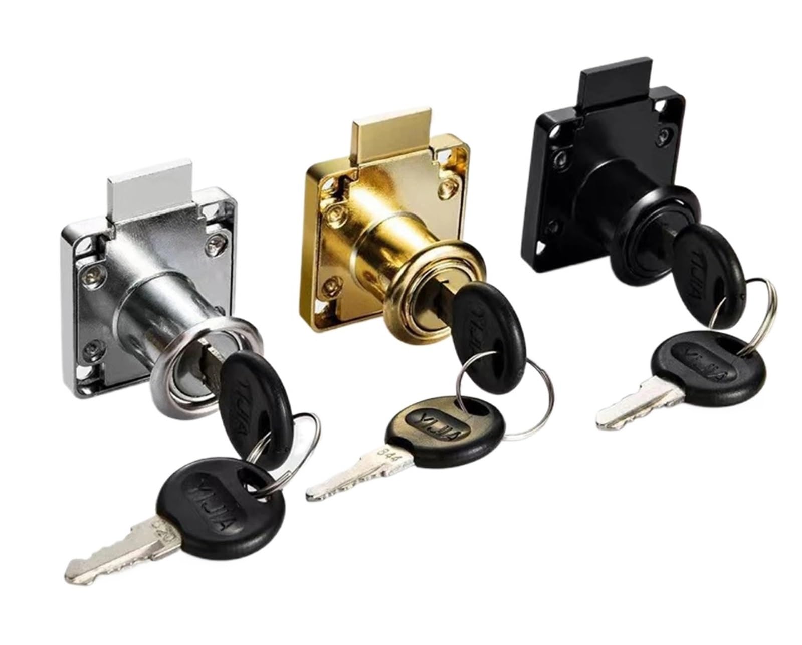 Desk Drawer Lock 4pcs Desk Drawer Lock Wardrobe Locks Cabinet Furniture Cam(Gold)