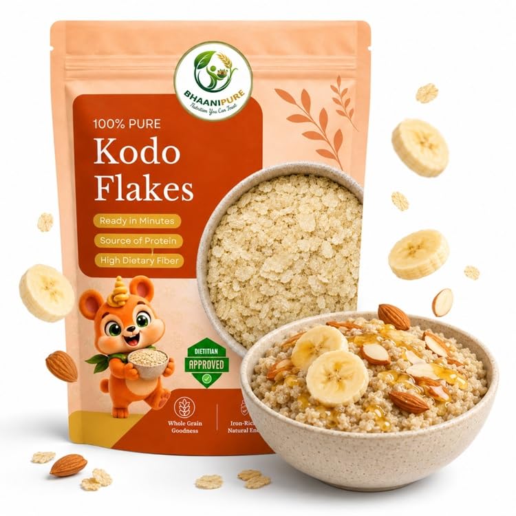 Image of Kodo Millet Flakes 250g | Gluten Free Kodo Poha Cereal | High Fiber Vegan Breakfast | Nutritious Millet Flakes