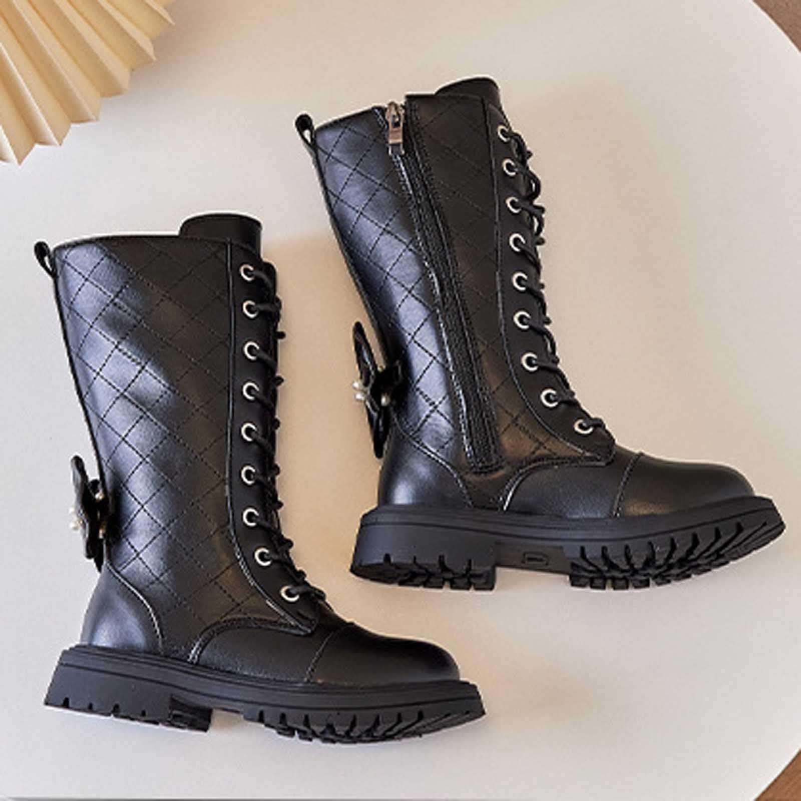Stivali per Bambine Scarpe Traspirante Morbido Casual Scarpe da Trekking Outdoor Fodera in Pile Stivali da Equitazione per Ragazze Design alla Moda Chaussures Enfant pour École et Loisirs
