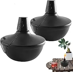Tochas de mesa de citronela, tocha de mesa de metal com 2 unidades | Luz de óleo recarregável | 2 peças de velas de queimador de óleo de metal para quintal, casa, pátio, deck, reunião