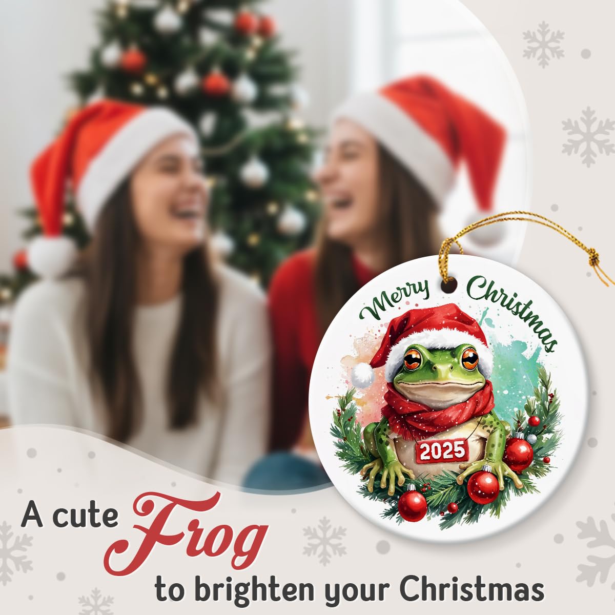 Lustiger Frosch Weihnachtsschmuck 2025, festliche Geschenke für Tierliebhaber, Herpetologie-Fans, niedlicher Weihnachtsmann Frosch Baumdekor mit rotem Schal, natürliches Leben Keramik Ornament für
