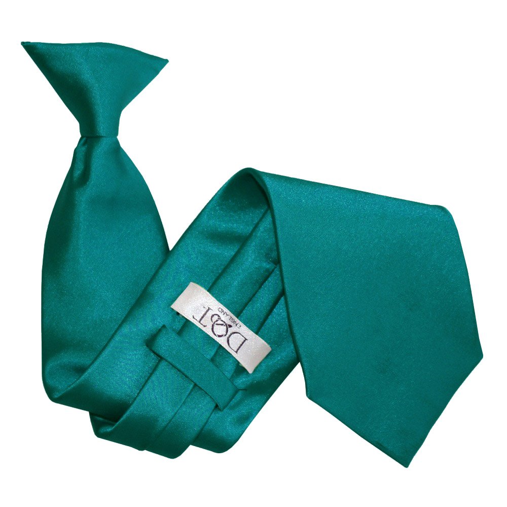 Dqt Men's Teal Plain Satin Clip-On Tie - Pre-Tied Necktie For Wedding, Business, Uniform, Security & Formal