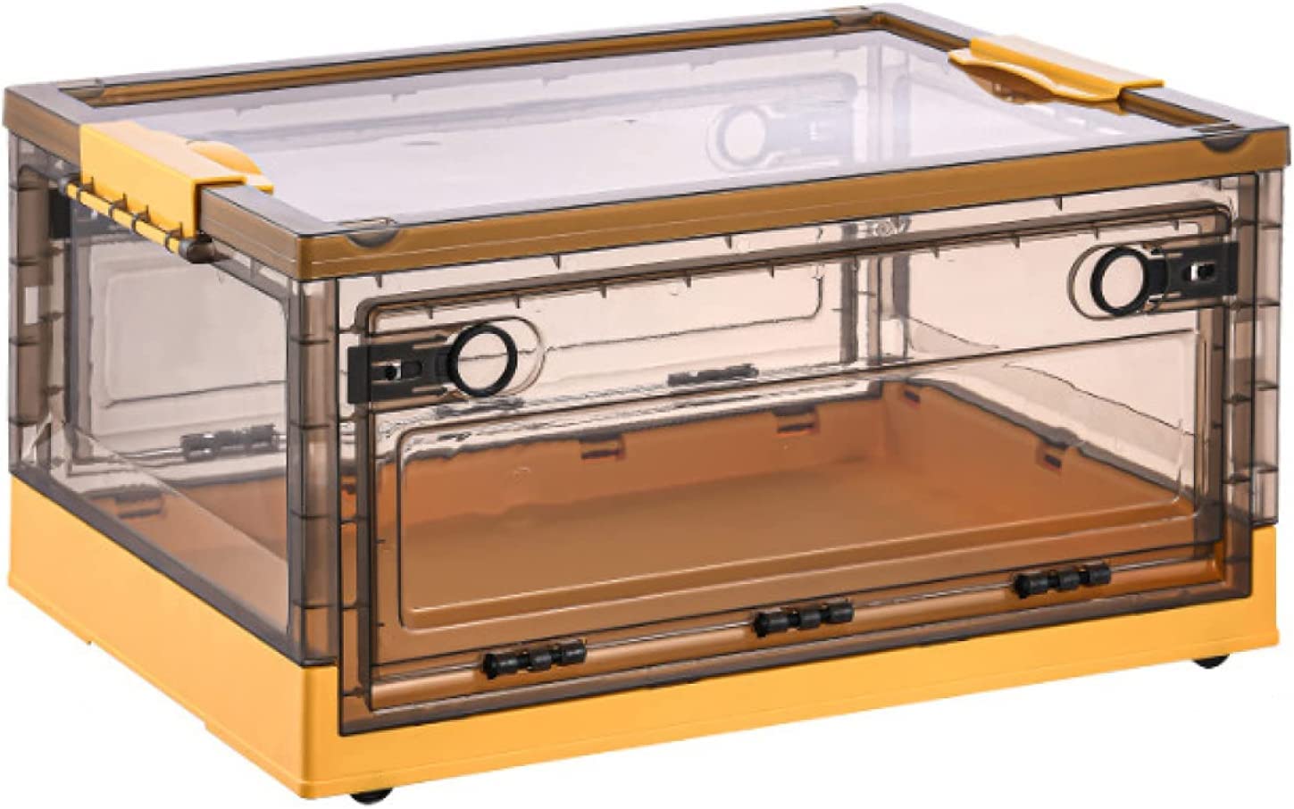 HomeCloud Folding Storage Box with Lid, Large Clear Collapsible Stackable Storage Box with Wheels, Foldable Plastic Storage Bins for Organizer (L51cm x W36cm x H29cm) (Large, Yellow) (B0C5XK6SNF) Amazon Price History, Amazon Price Tracker