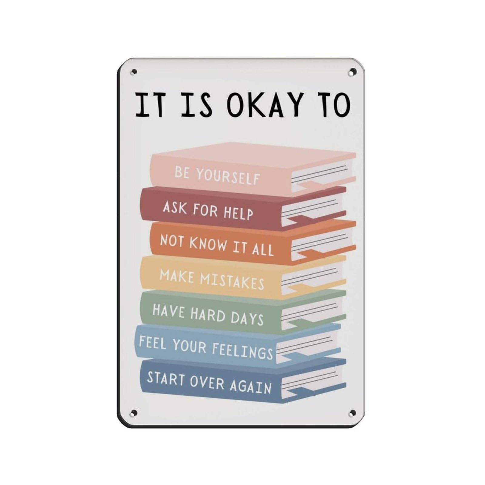 Lxwnze 20L X 30W Cm It's Okay To Not Be Okay Poster (3) Tin Sign Vintage Metal Pub Club Cafe Bar Home Wall Art Decoration Poster Retro 8X12inch(20X30cm)