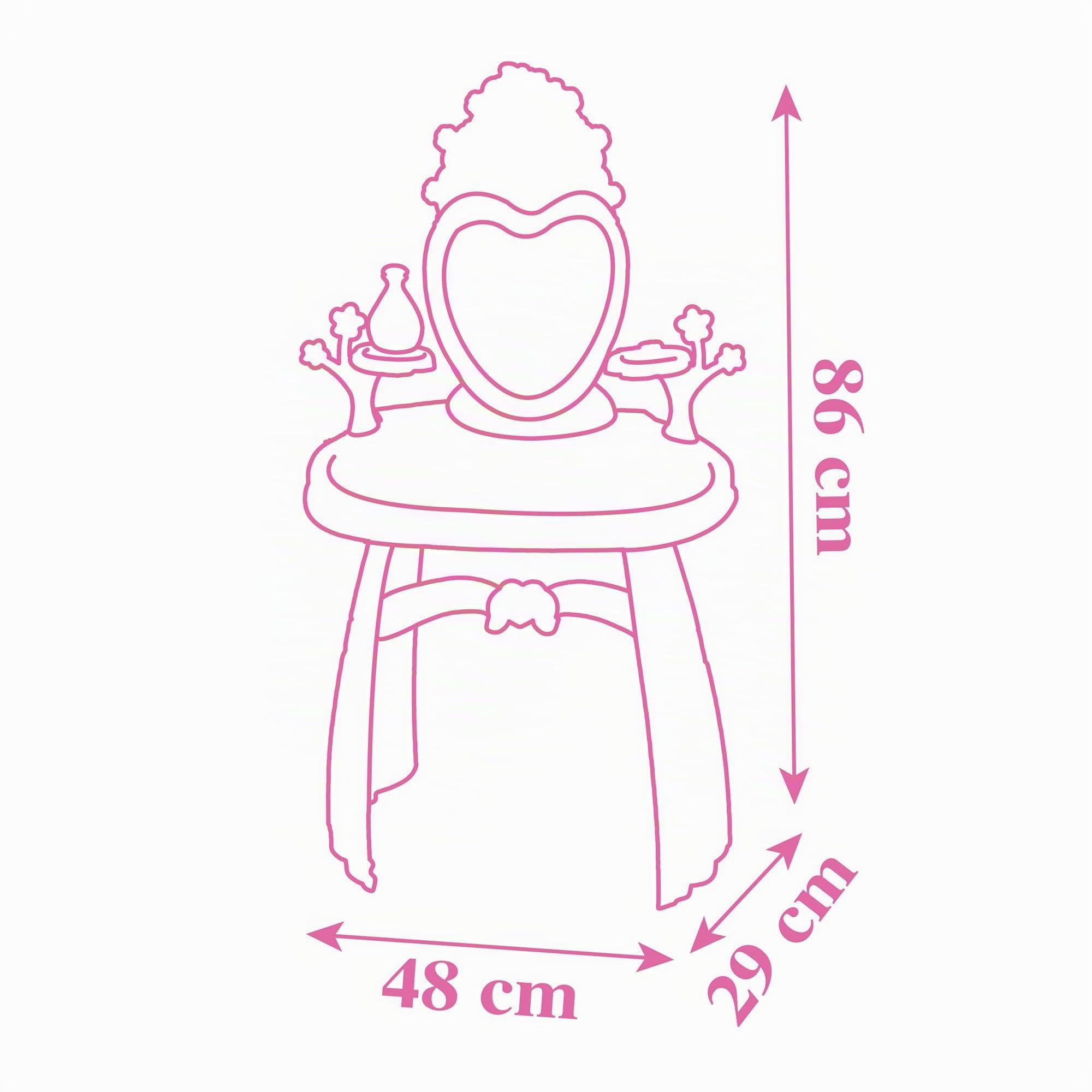 Smoby Tocador Princesas Disney con Taburete hasta 50 kg Espejo y 10 Accesorios incluidos Juguete Infantil para Juegos de imitación creativos (7600320251)